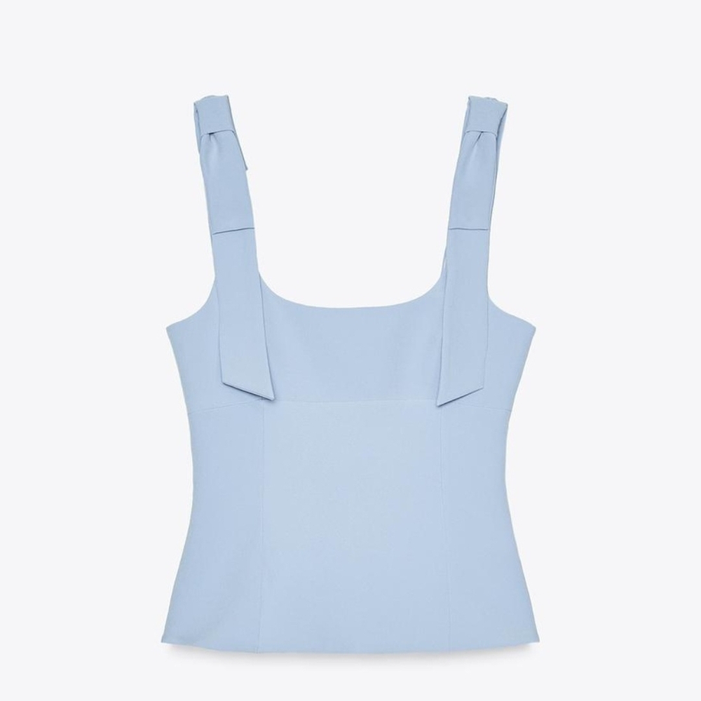 Zara Light Blue Tie-Strap Square Neck Camisole